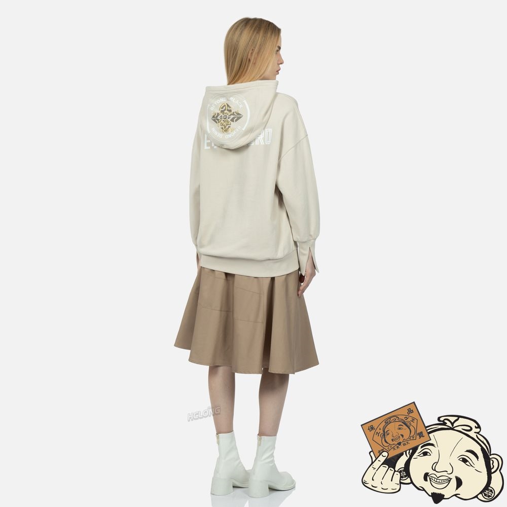 Women Evisu LOGO EMBROIDERY AND KAMON PRINT HOODIE Grise | 573DFRWCB