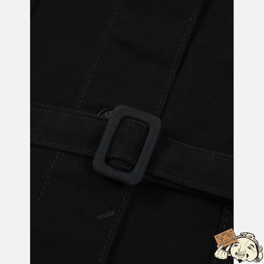 Women Evisu LOGO EMBROIDERY BELTED DENIM VEST Noir | 318JQEDXB
