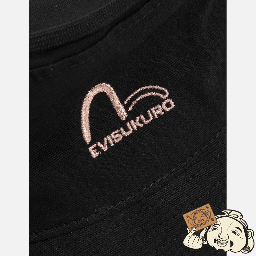 Women Evisu LOGO EMBROIDERY DRAWSTRING BUCKET HAT Noir | 054OKEXFC