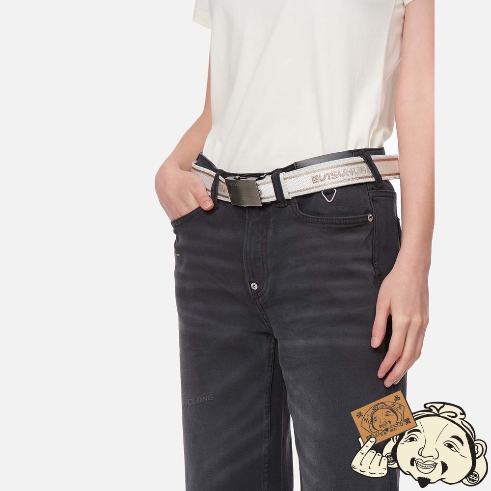 Women Evisu LOGO JACQUARD BELT Blanche | 126MJYHGX