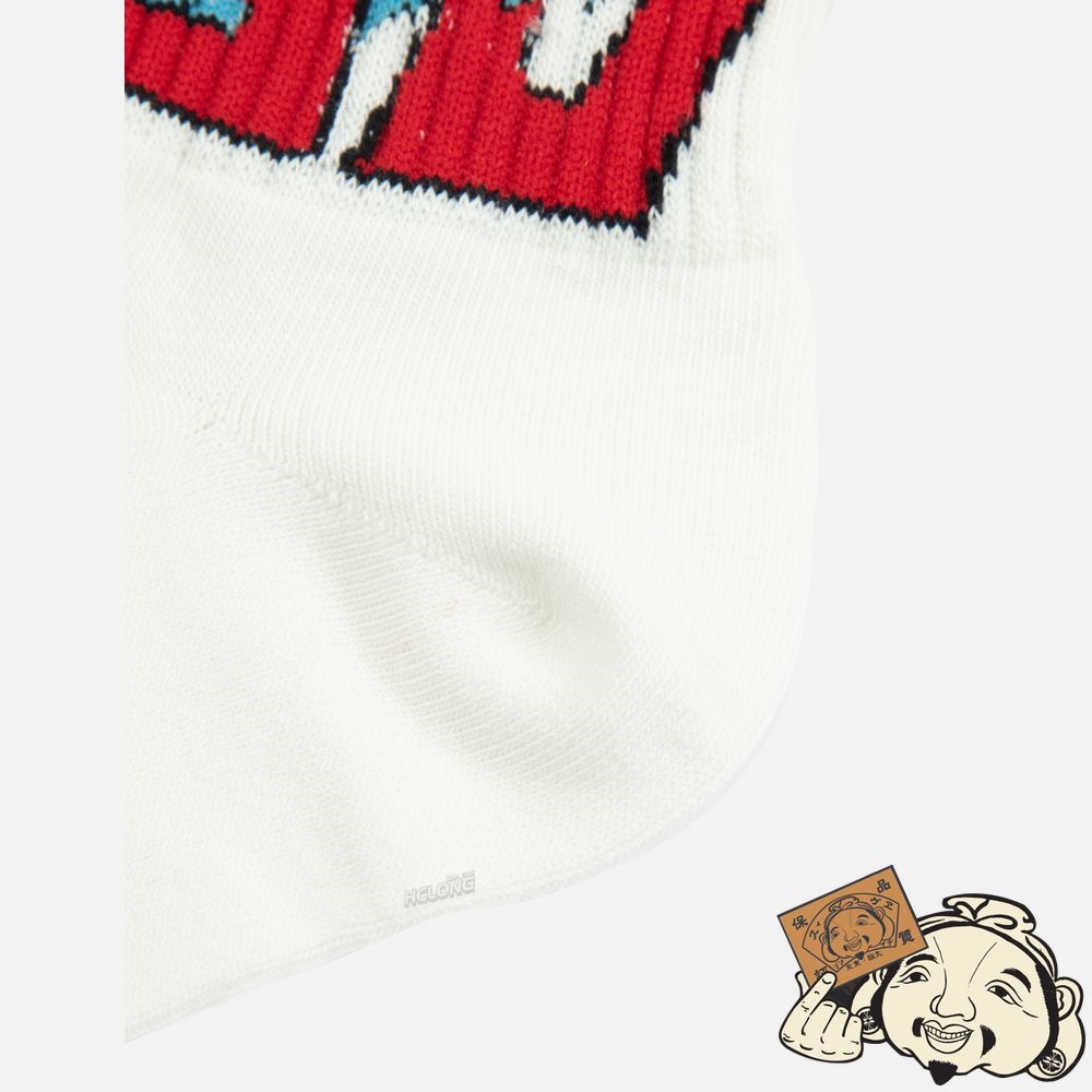 Women Evisu LOGO JACQUARD WITH KAMON EMBROIDERY LONG SOCKS Blanche | 649LBIJNF