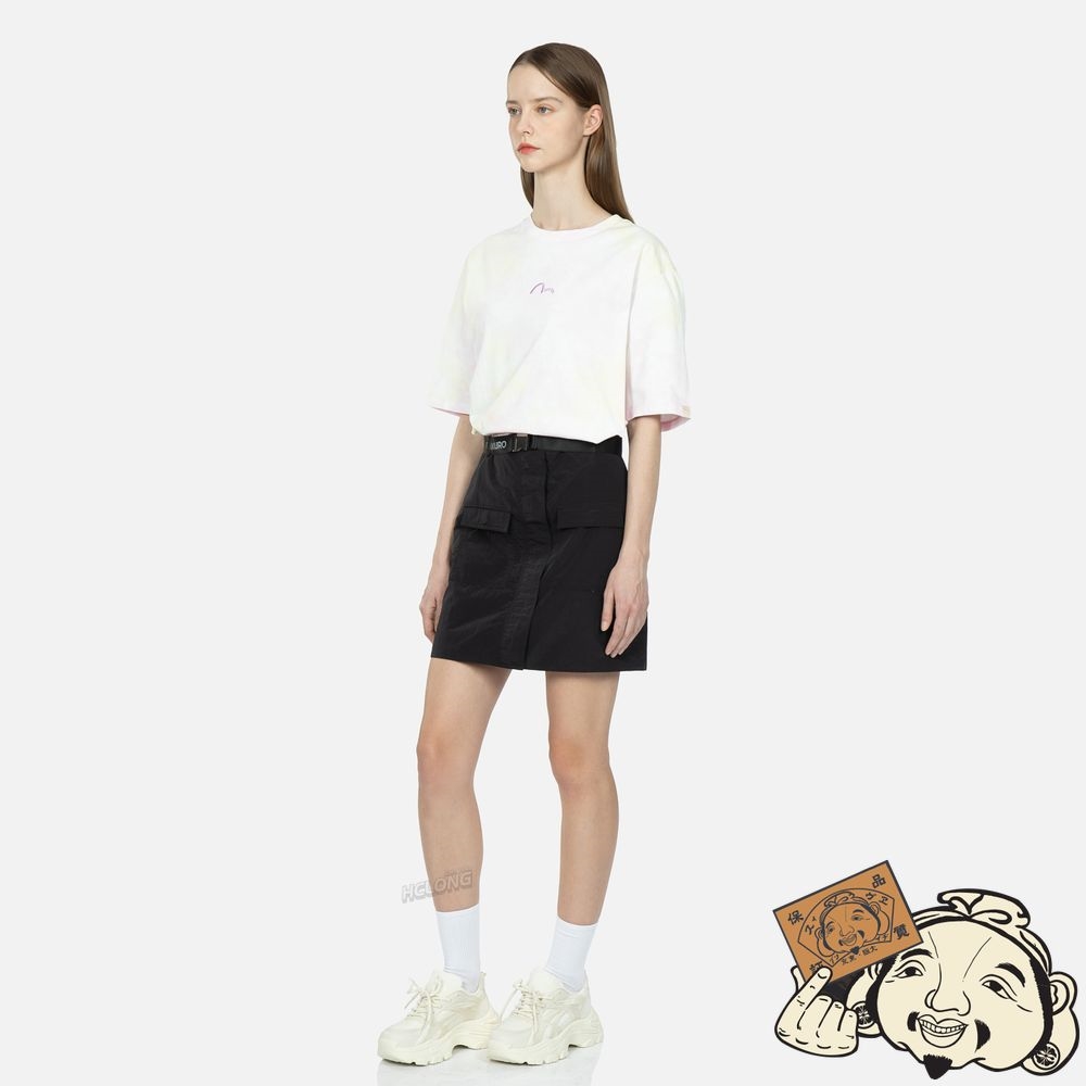 Women Evisu LOGO PRINTED BELT SKIRT Noir | 027BLMNDP