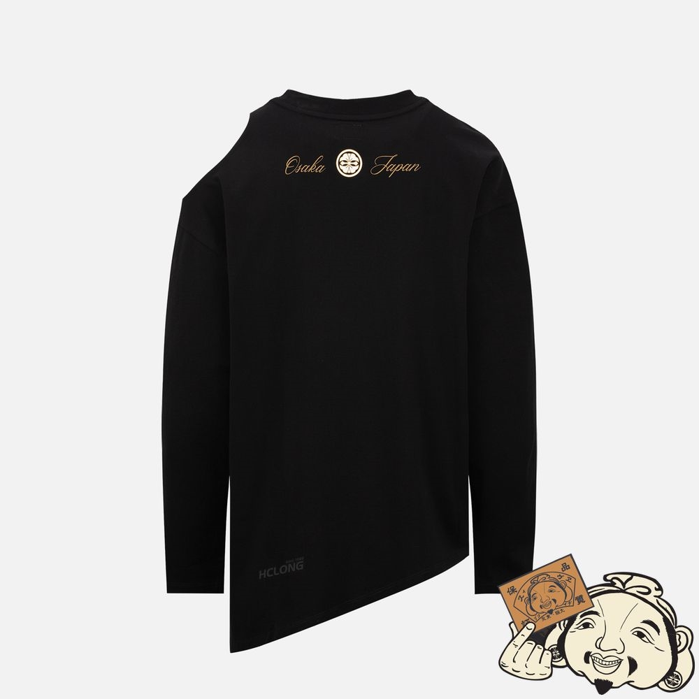 Women Evisu LOGO PRINT ONE-SHOULDER CUT-OUT T-SHIRT Noir | 697YPFENV