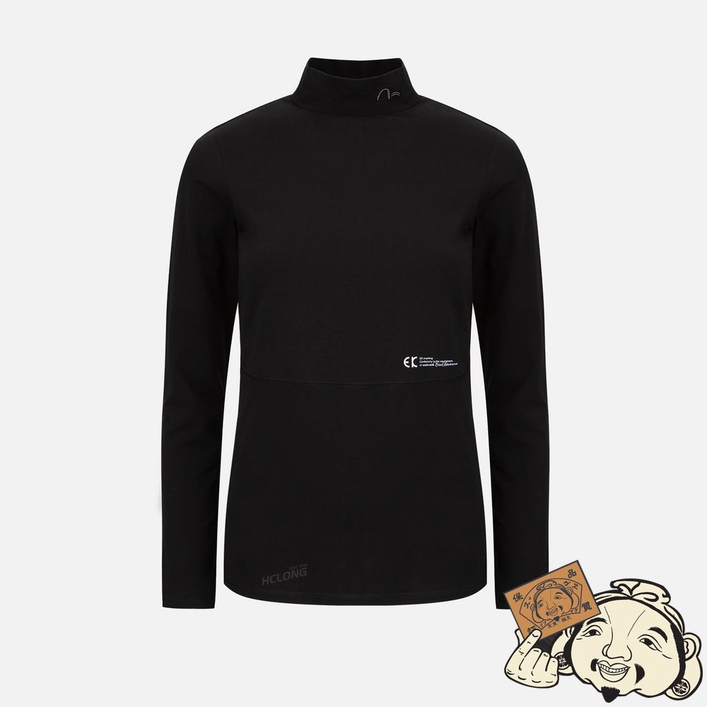Women Evisu LOGO PRINT TURTLE NECK T-SHIRT Noir | 547MTZUQS