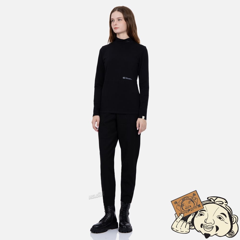 Women Evisu LOGO PRINT TURTLE NECK T-SHIRT Noir | 547MTZUQS