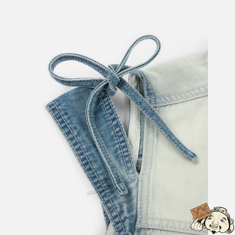 Women Evisu Logo Embroidery Bleached Denim Waistcoat Indigo | 630EMVYOG