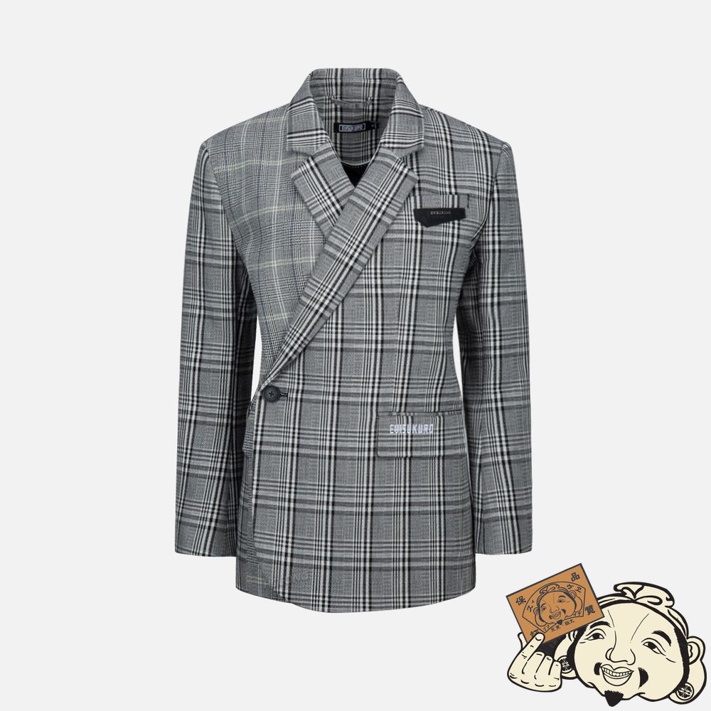Women Evisu MIXED PLAID WRAPPED BLAZER CHECK | 208LDIXFN