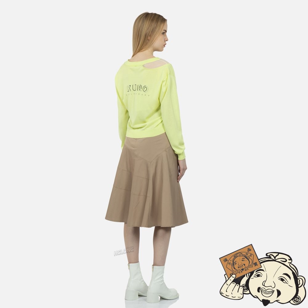 Women Evisu MOCK CUT-OUT SHOULDER CARDIGAN Vert Clair | 327ELFIOH