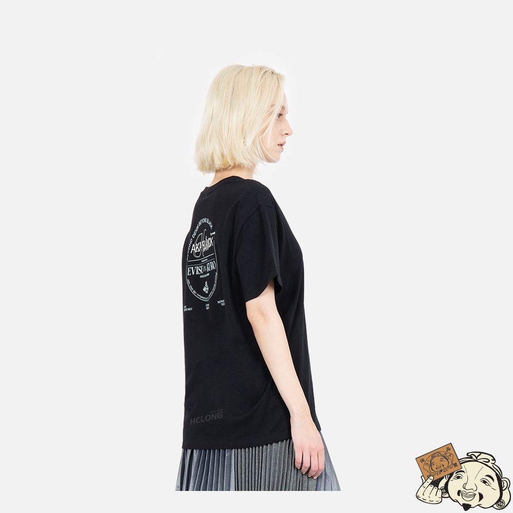 Women Evisu MULTI-SLOGAN PRINT BOYFRIEND T-SHIRT Noir | 902TDGBHM