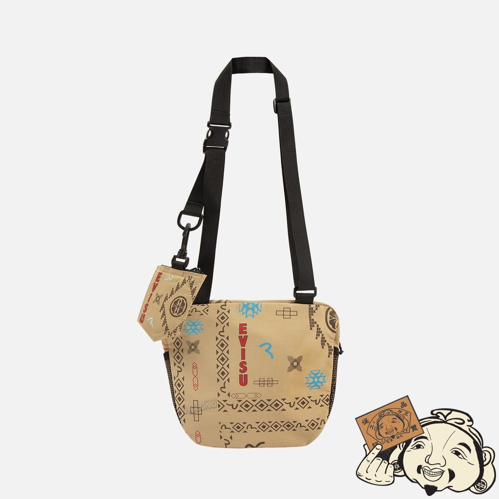 Women Evisu NOMADIC PATTERN ALLOVER PRINT CROSSBODY BAG Beige | 208SXDBPN
