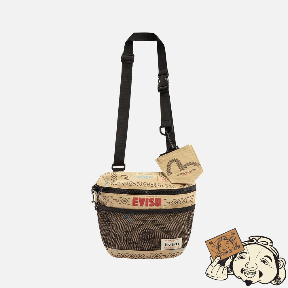 Women Evisu NOMADIC PATTERN ALLOVER PRINT CROSSBODY BAG Beige | 208SXDBPN