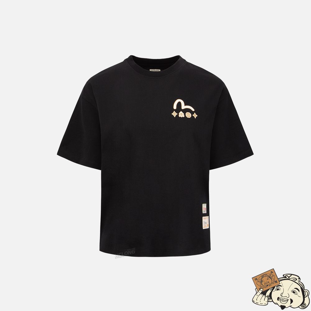 Women Evisu OUTLINE GODHEAD PRINT T-SHIRT Noir | 508LFJISM