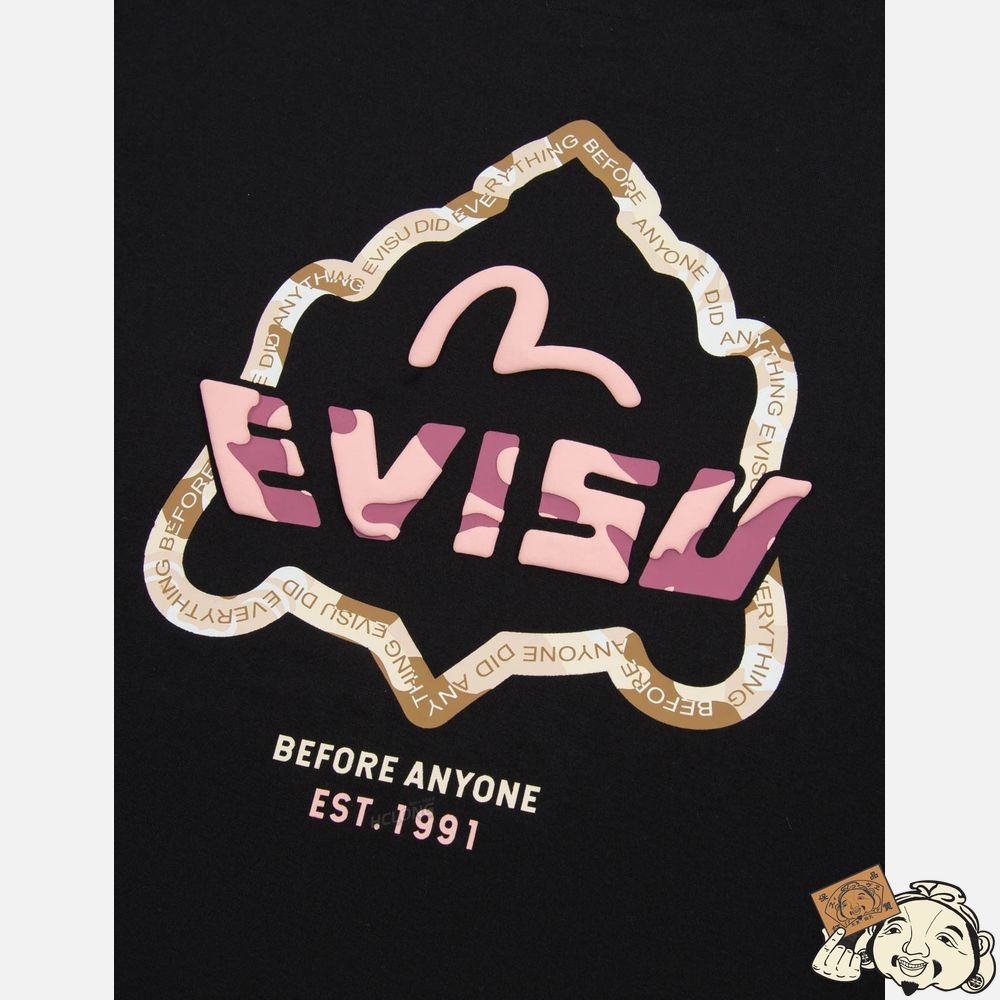 Women Evisu OUTLINE GODHEAD PRINT T-SHIRT Noir | 508LFJISM