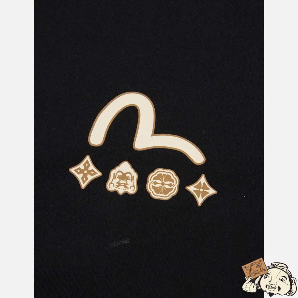 Women Evisu OUTLINE GODHEAD PRINT T-SHIRT Noir | 508LFJISM