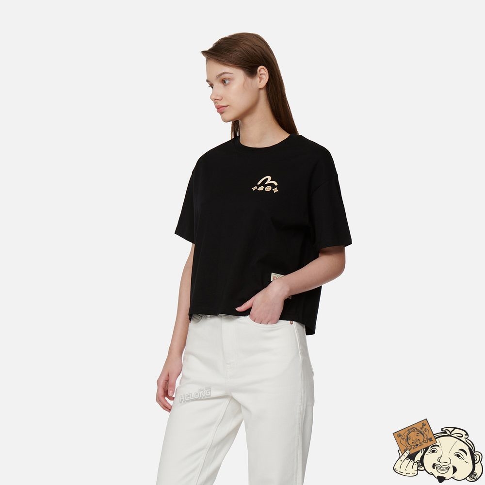 Women Evisu OUTLINE GODHEAD PRINT T-SHIRT Noir | 508LFJISM