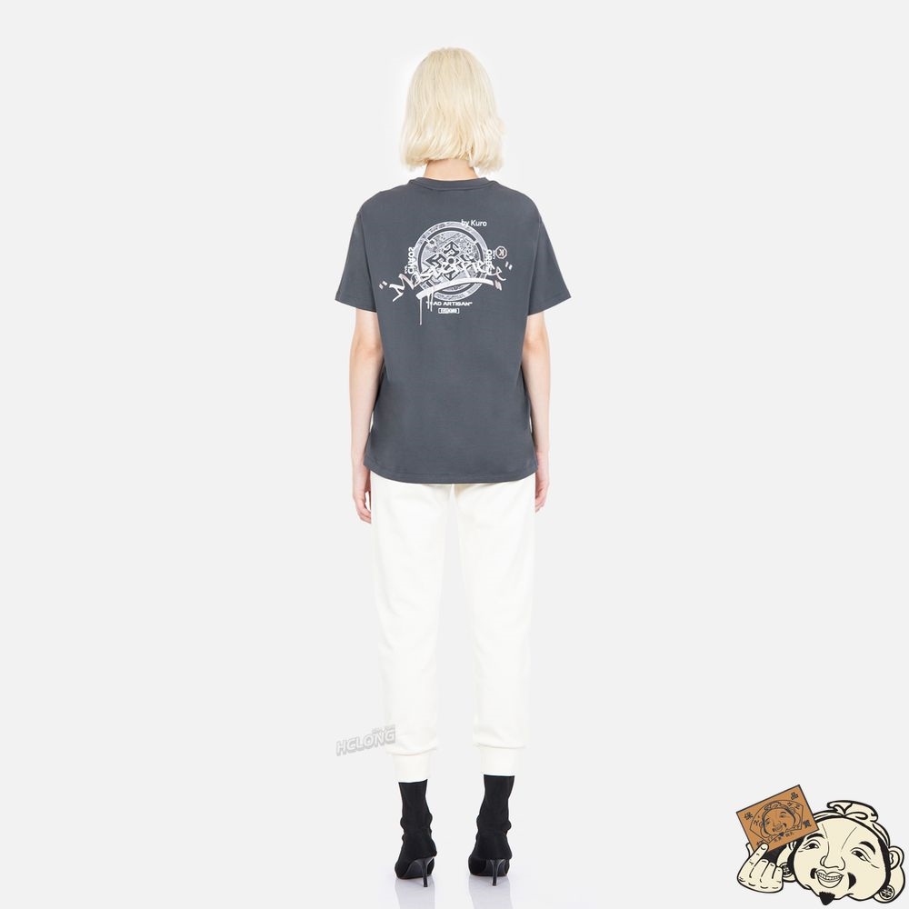 Women Evisu PAISLEY KAMON PRINT T-SHIRT CHARCOAL | 124PTNIOQ
