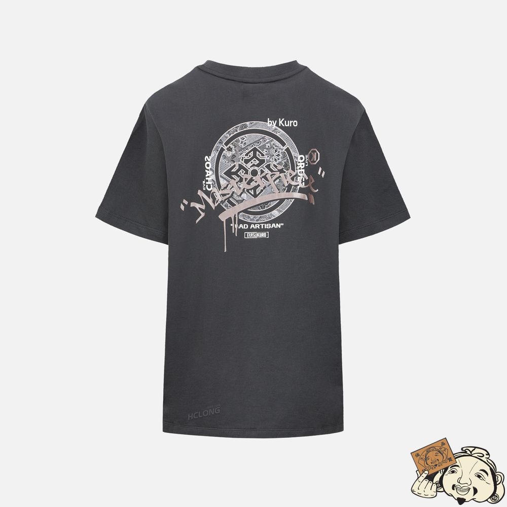 Women Evisu PAISLEY KAMON PRINT T-SHIRT CHARCOAL | 124PTNIOQ