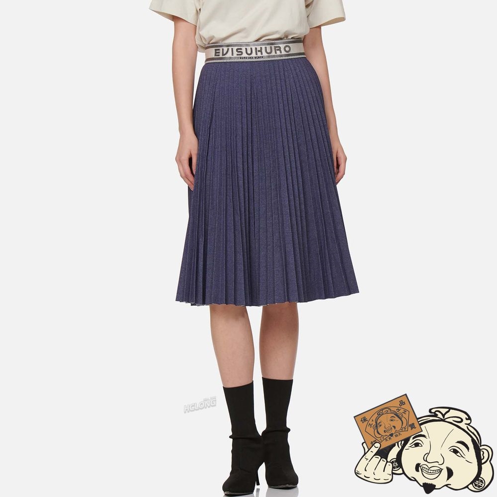 Women Evisu PLEATED MIDI SKIRT Bleu Marine | 147OKEHQA