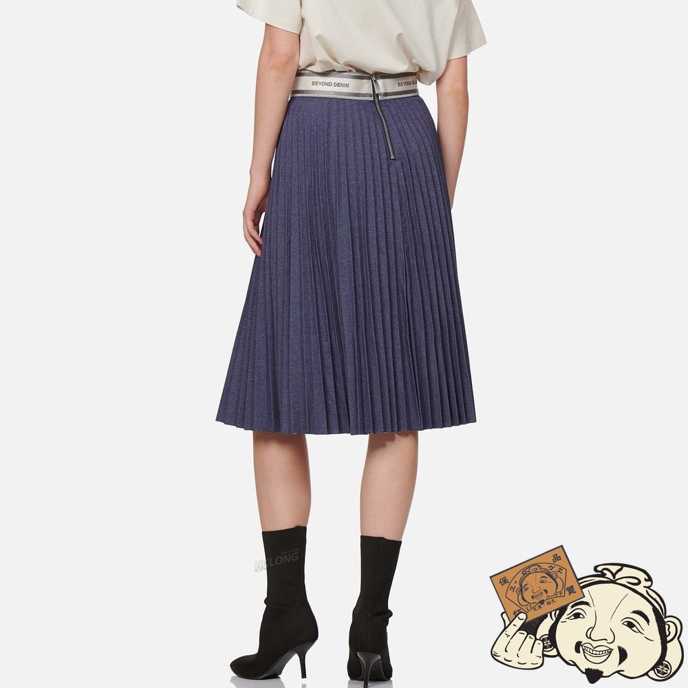 Women Evisu PLEATED MIDI SKIRT Bleu Marine | 147OKEHQA