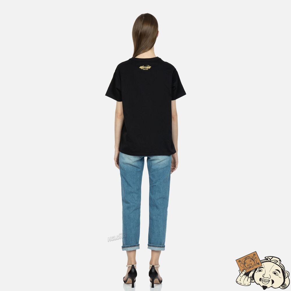 Women Evisu Peacock and Sakura Print T-shirt Noir | 280VONJLS