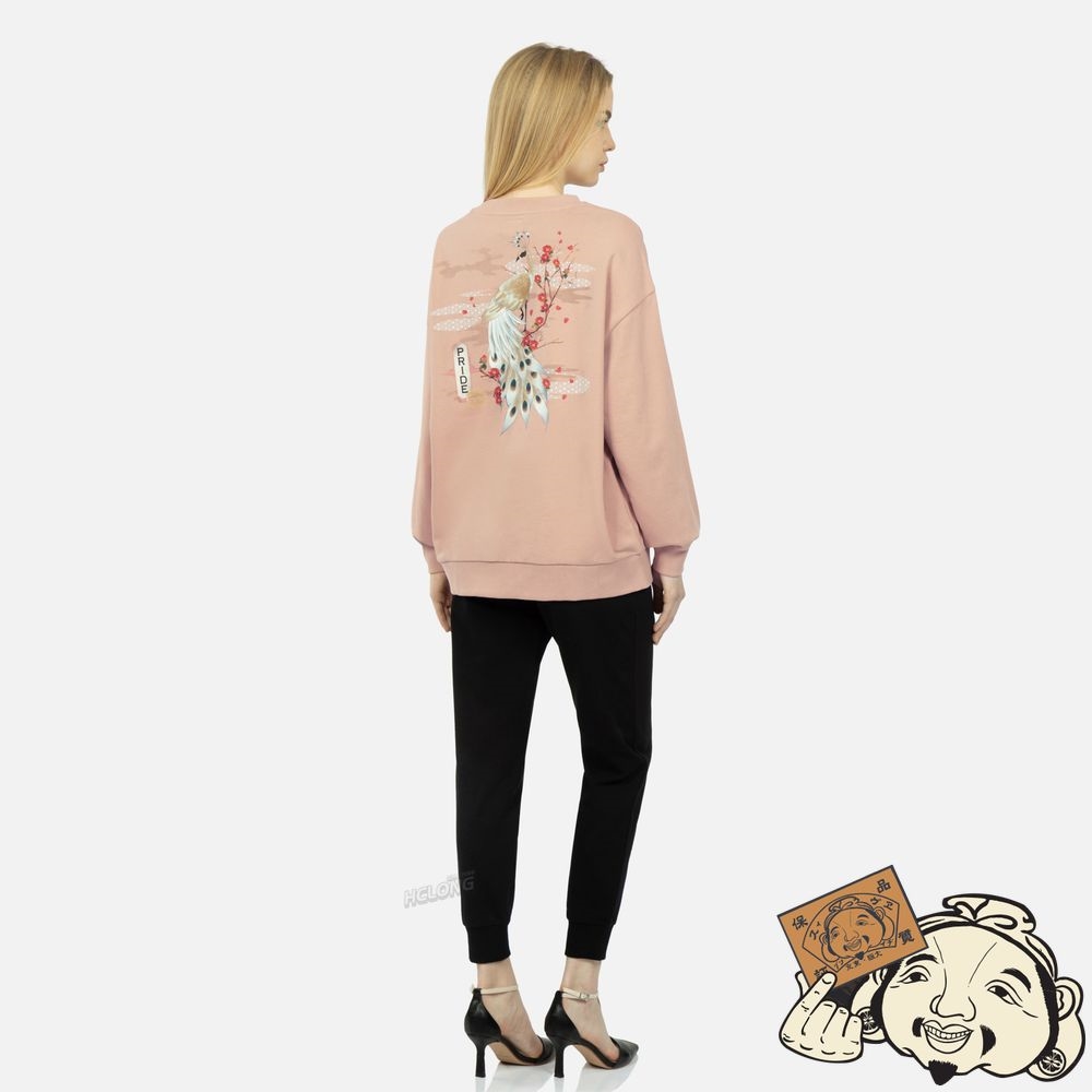 Women Evisu Peacock and Tsubaki Print Sweatshirt CLAY | 142YPXWLI