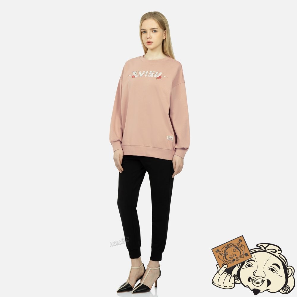 Women Evisu Peacock and Tsubaki Print Sweatshirt CLAY | 142YPXWLI