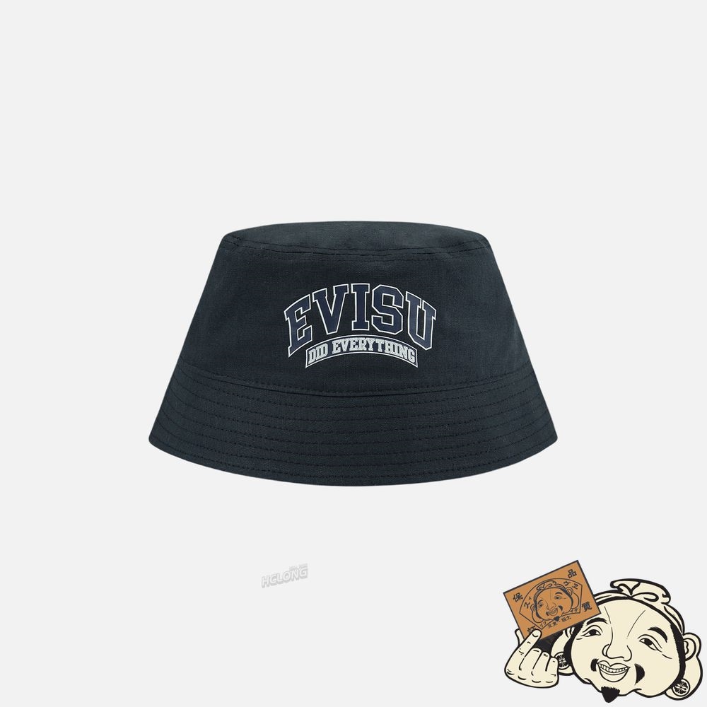 Women Evisu RETRO LOGO PRINT BUCKET HAT Noir | 304QHWCIS