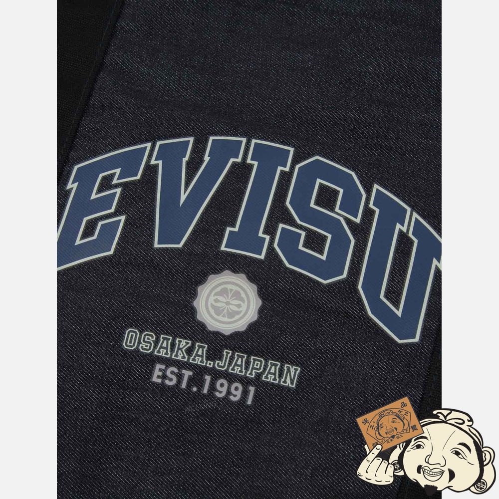 Women Evisu RETRO LOGO PRINT DENIM TOTE Indigo | 581EXCGTL