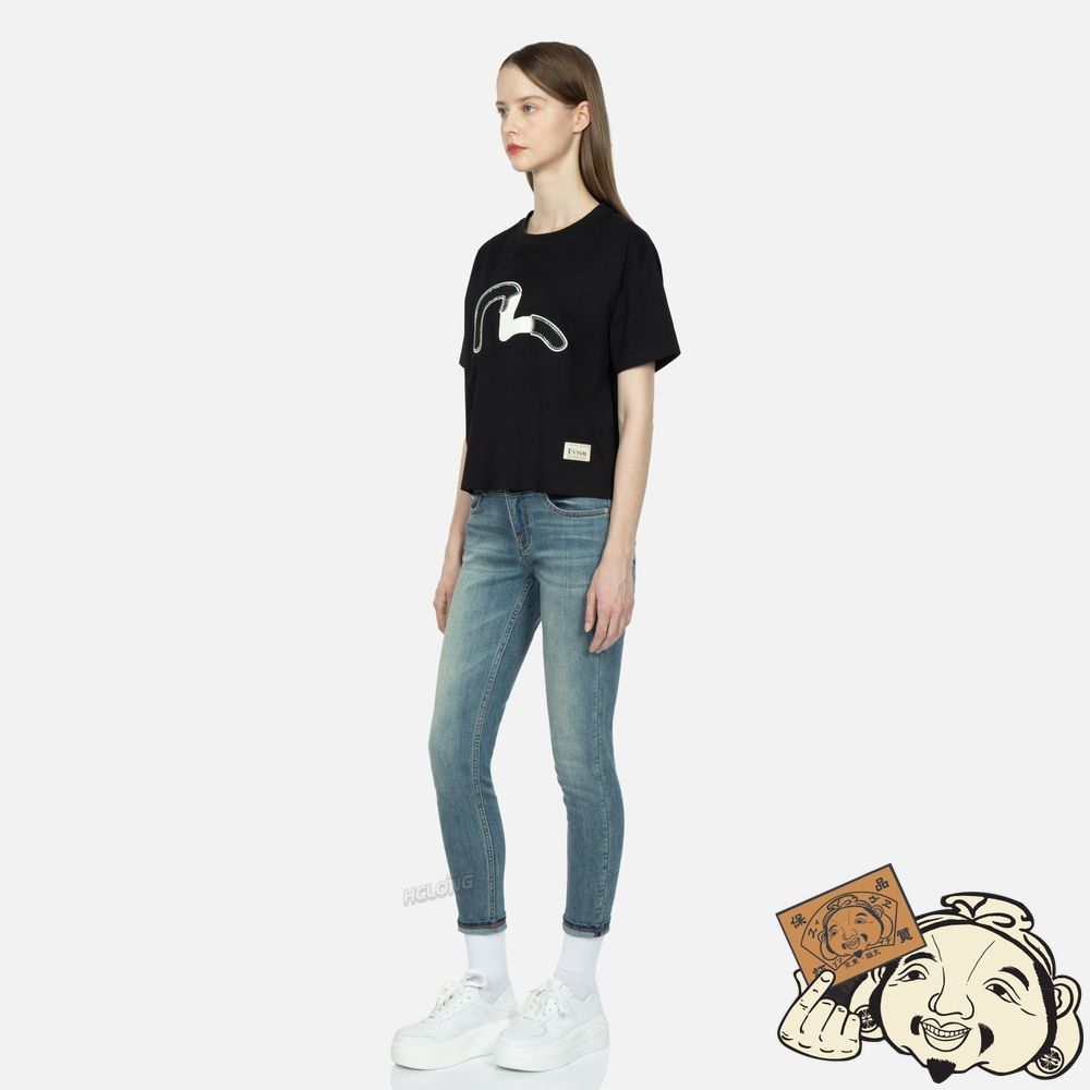 Women Evisu SEAGULL AND KAMON EMBOSSED SKINNY JEANS Indigo | 062NRWSXP