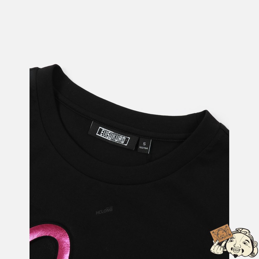 Women Evisu SEAGULL AND LOGO EMBOSSED T-SHIRT Noir | 867YGCBUR
