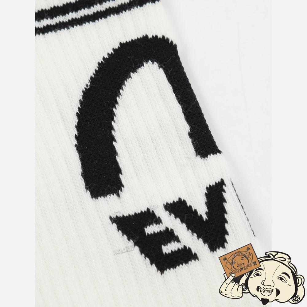 Women Evisu SEAGULL AND LOGO JACQUARD LONG SOCKS Blanche | 381EBLTRU