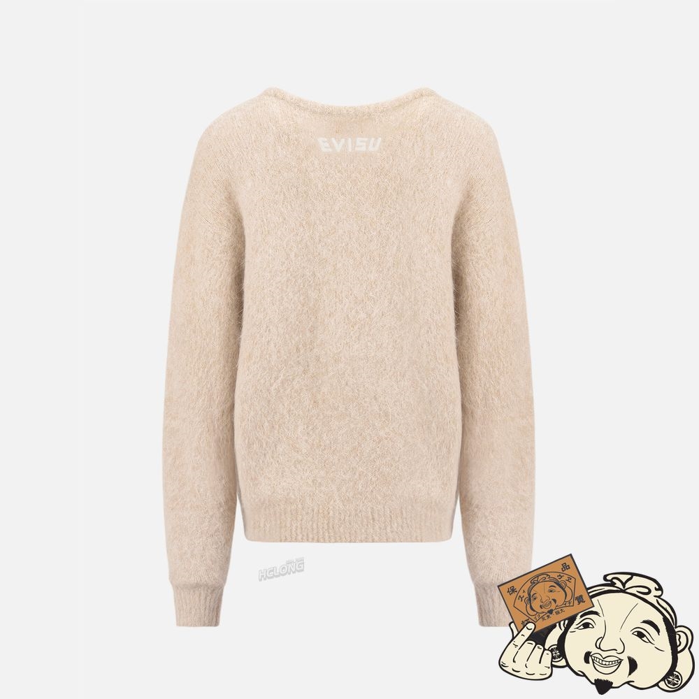 Women Evisu SEAGULL BADGE ALPACA SWEATER Beige | 805BWXYNG