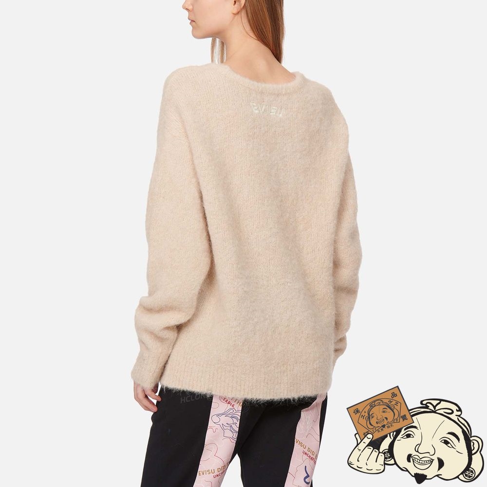 Women Evisu SEAGULL BADGE ALPACA SWEATER Beige | 805BWXYNG