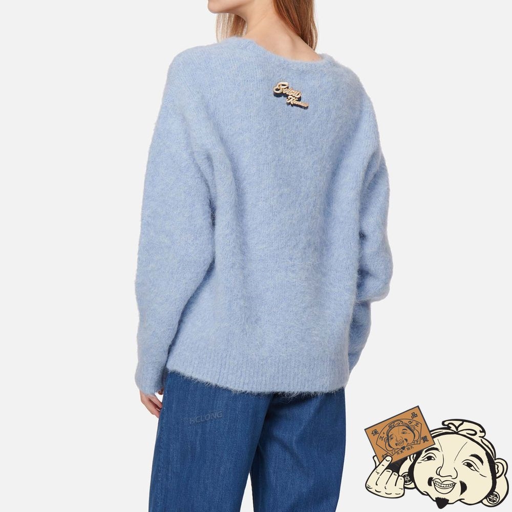 Women Evisu SEAGULL BADGE ALPACA SWEATER Bleu | 968TZAXRW