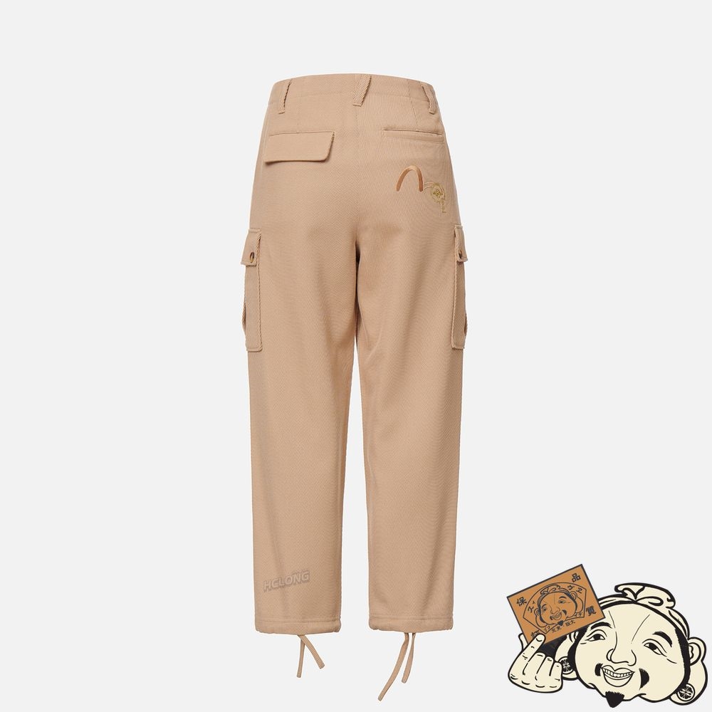 Women Evisu SEAGULL EMBROIDERED CARGO TWILL PANTS Kaki | 312XVYHUT