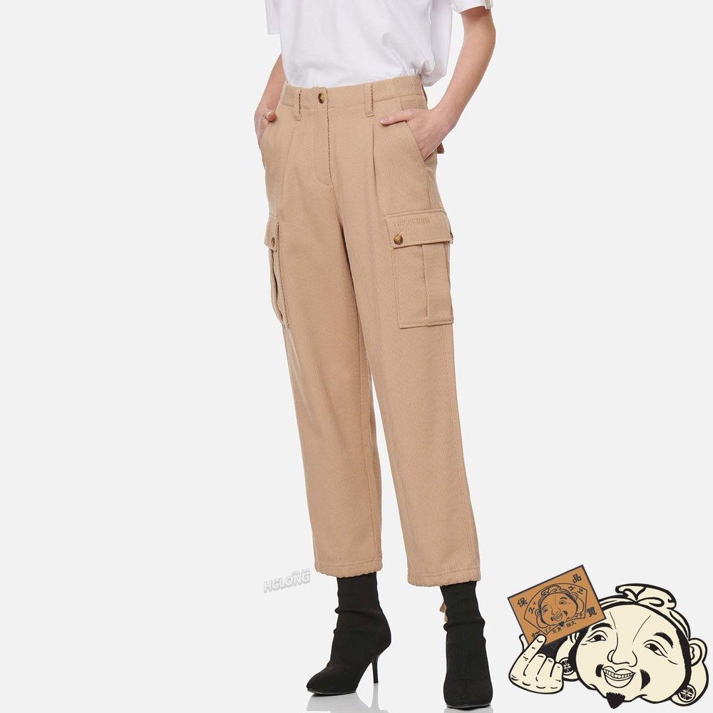 Women Evisu SEAGULL EMBROIDERED CARGO TWILL PANTS Kaki | 312XVYHUT