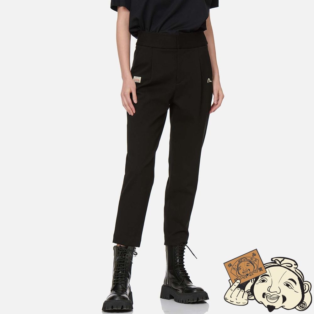 Women Evisu SEAGULL EMBROIDERED TAPER PANTS Noir | 476WDQMLE