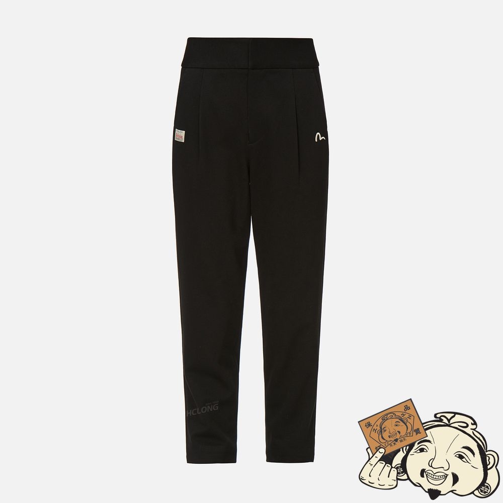 Women Evisu SEAGULL EMBROIDERED TAPER PANTS Noir | 476WDQMLE
