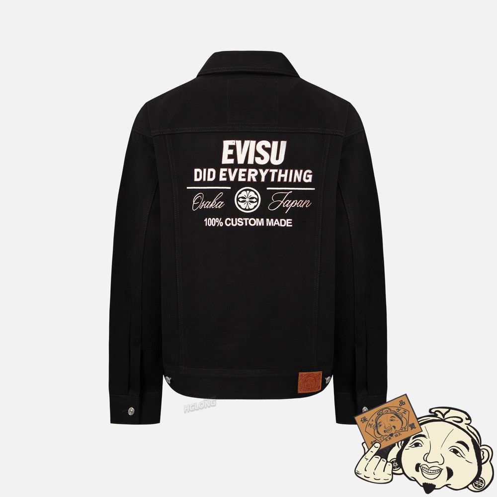 Women Evisu SEAGULL EMBROIDERY DENIM JACKET Noir | 206AJYKUR