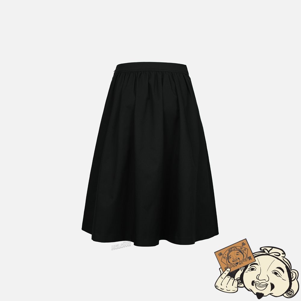Women Evisu SEAGULL EMBROIDERY FLARE SKIRT Noir | 095ORKEXC