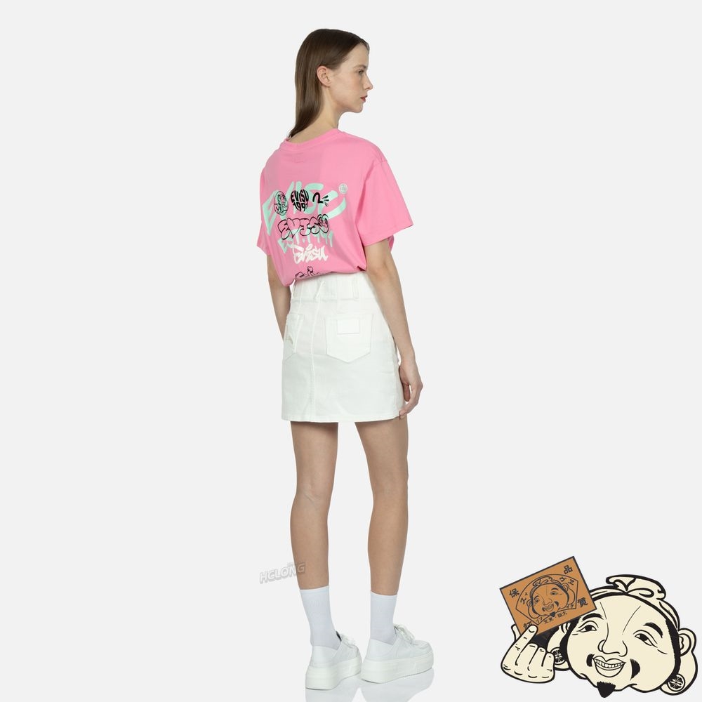 Women Evisu SEAGULL EMBROIDERY FUCHSIA DENIM SKIRT Blanche | 798SLCGNY