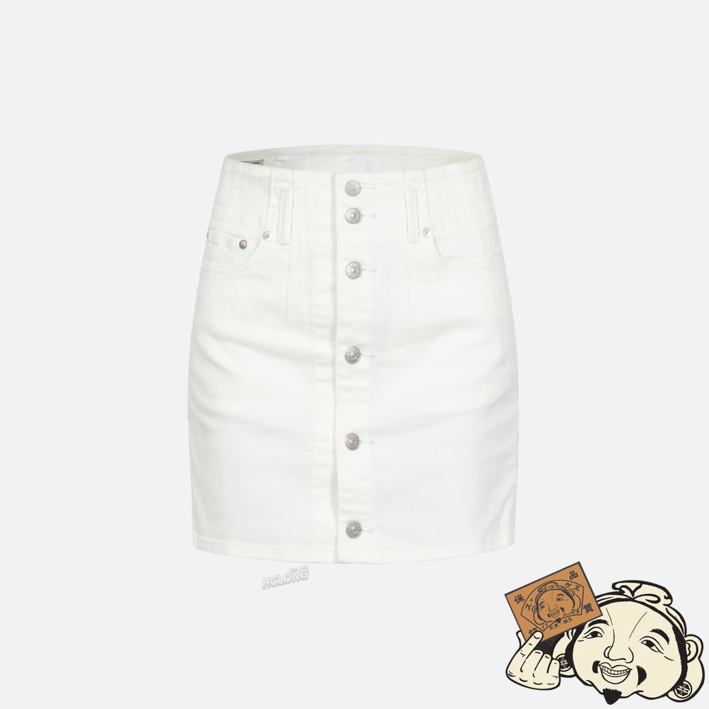Women Evisu SEAGULL EMBROIDERY FUCHSIA DENIM SKIRT Blanche | 798SLCGNY