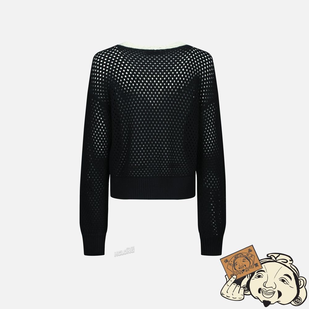 Women Evisu SEAGULL EMBROIDERY OPEN-KNITTED CARDIGAN Noir | 190KRXPSI