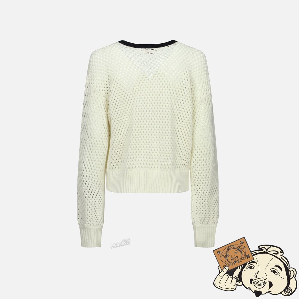 Women Evisu SEAGULL EMBROIDERY OPEN-KNITTED CARDIGAN Blanche | 395VSXYKD