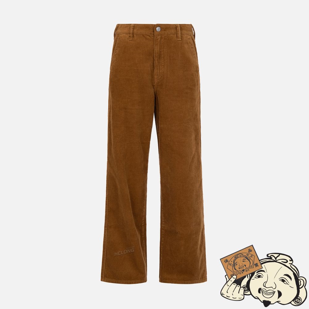 Women Evisu SEAGULL EMBROIDERY STRAIGHT-FIT CORDUROY TROUSERS Beige | 359WYACXF