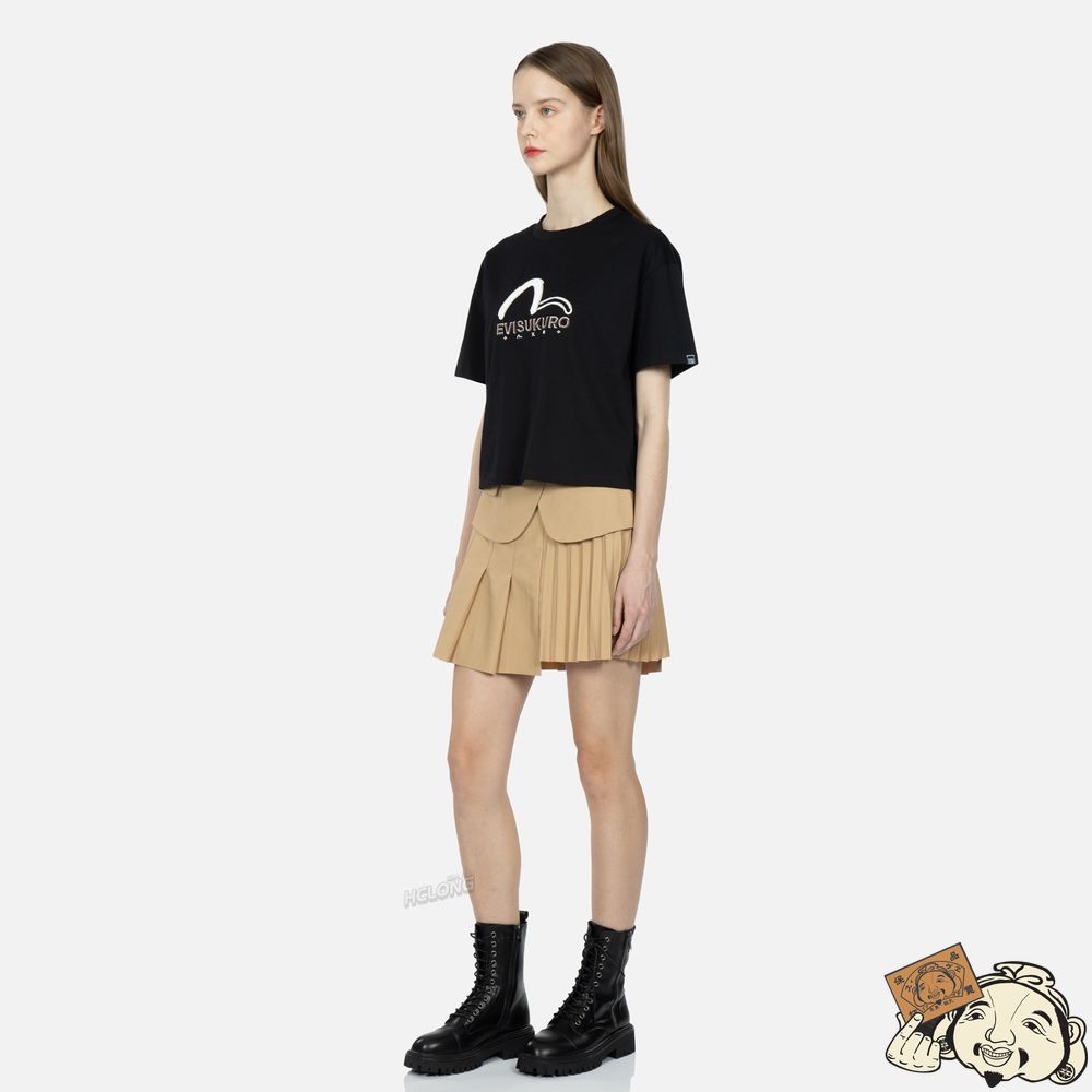 Women Evisu SEAGULL PRINT AND EMBROIDERY T-SHIRT Noir | 698ZFAIJS