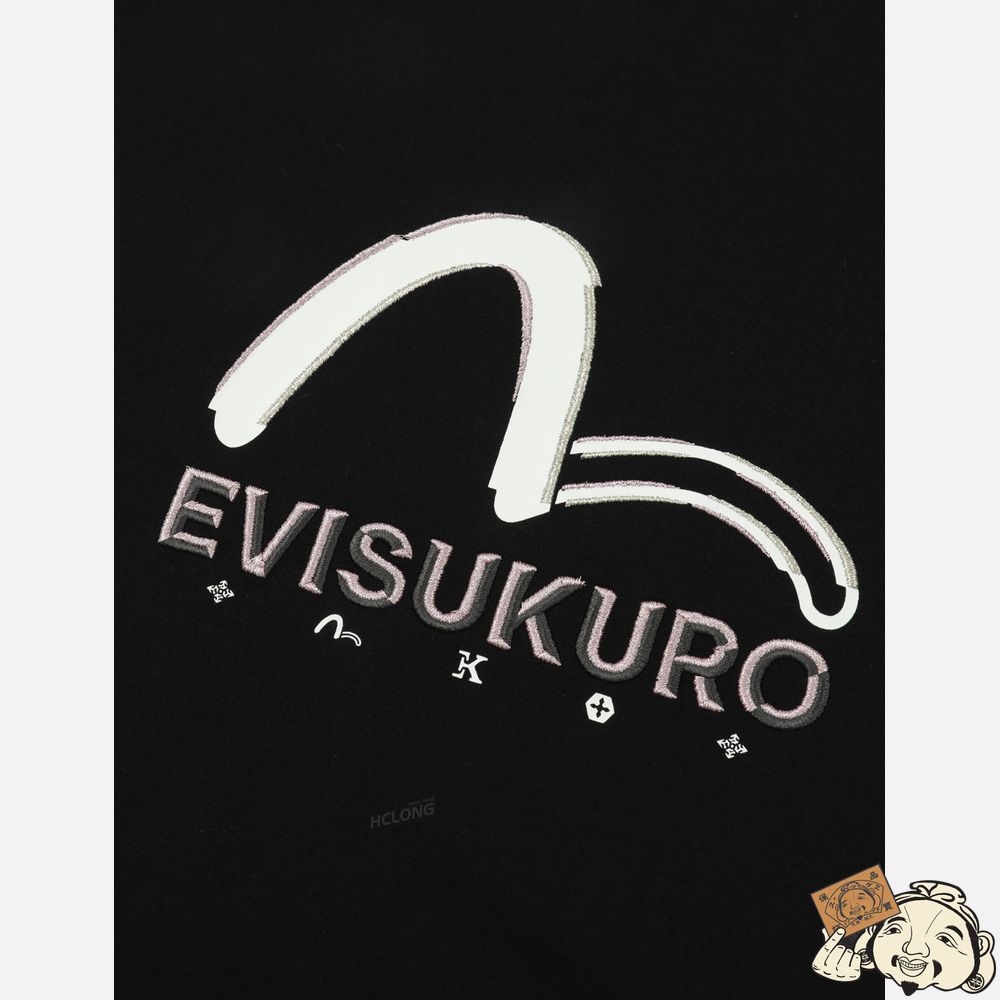 Women Evisu SEAGULL PRINT AND EMBROIDERY T-SHIRT Noir | 698ZFAIJS