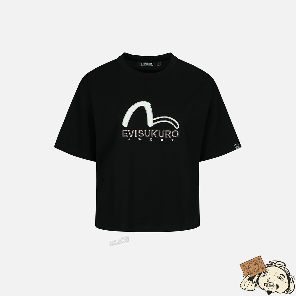 Women Evisu SEAGULL PRINT AND EMBROIDERY T-SHIRT Noir | 698ZFAIJS
