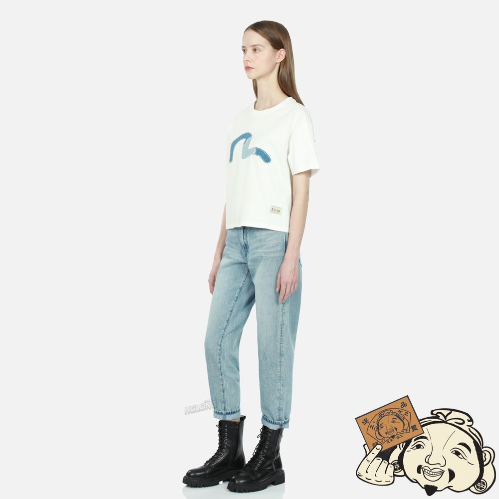 Women Evisu SEAGULL PRINT AND EMBROIDERY TAPER-FIT JEANS Indigo | 946OVQARF
