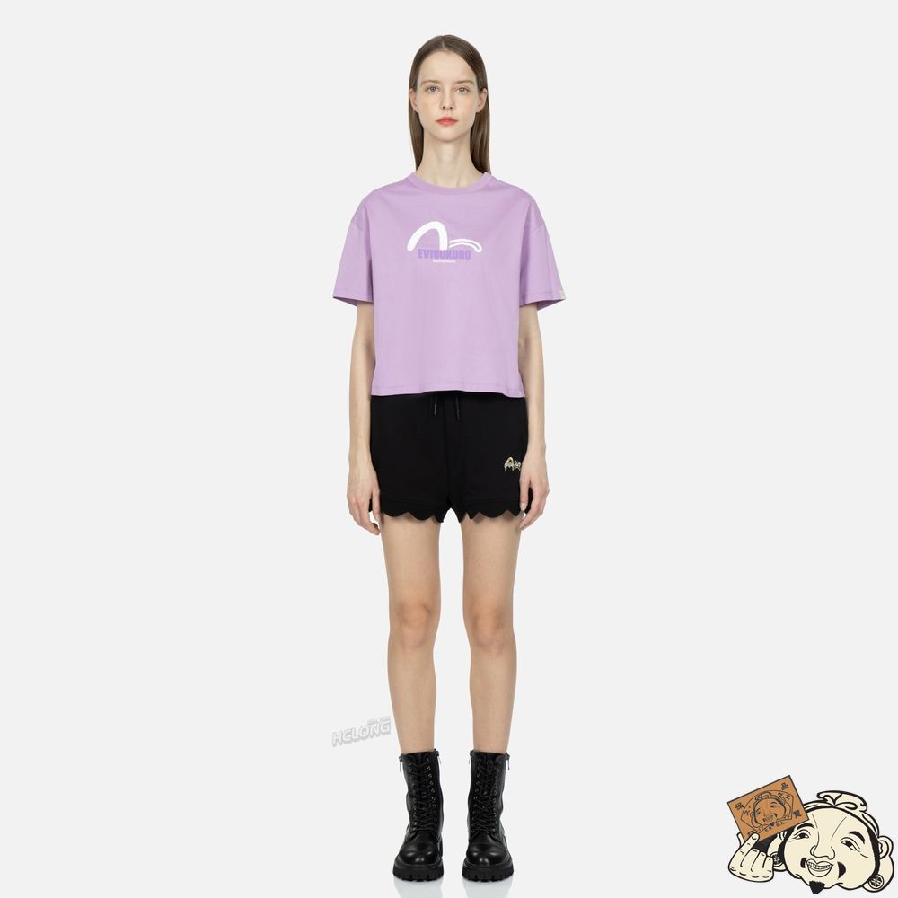Women Evisu SEAGULL PRINT AND STITCHING T-SHIRT Violette Clair | 429TXBAJO